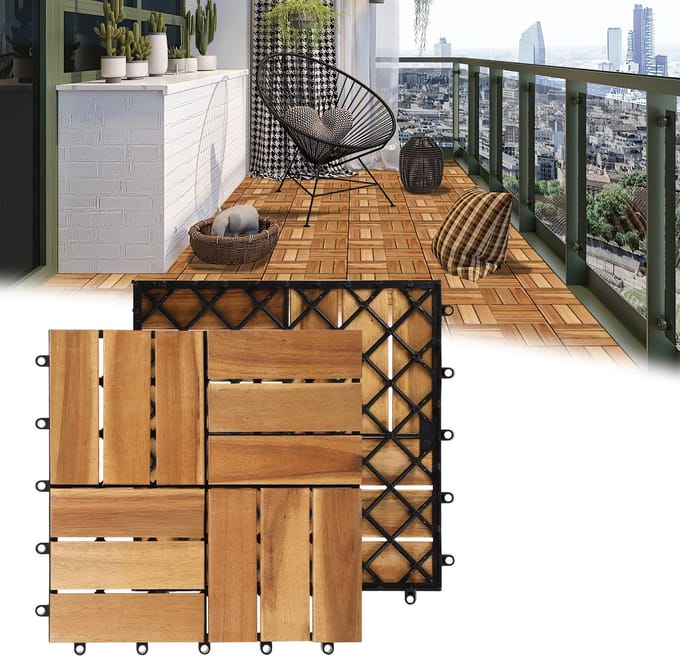 Akazienhout Klik Terrastegels 30x30cm 33 Stuks 3m² FSC-gecertificeerd