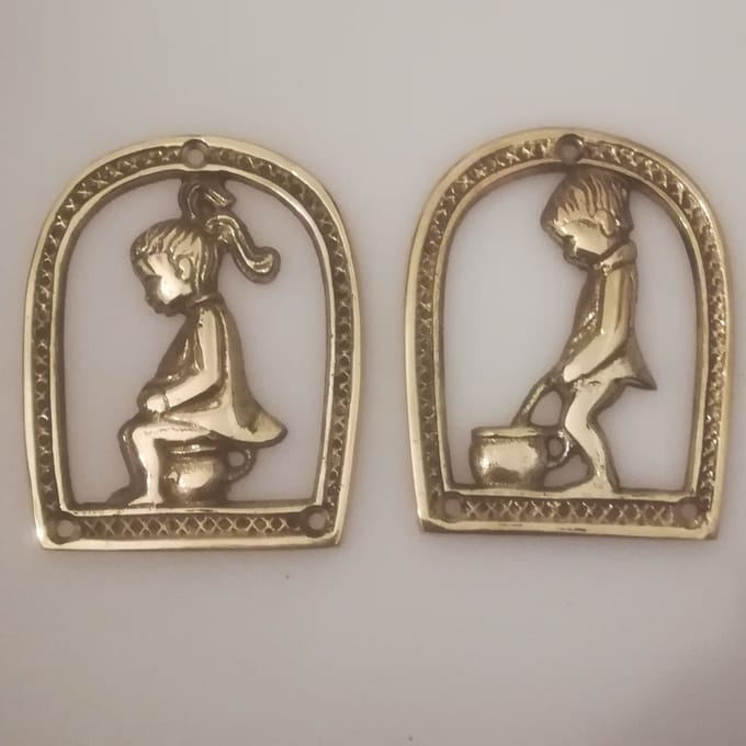 MadDeco - messing - toiletbordjes - boy - girl - set van 2