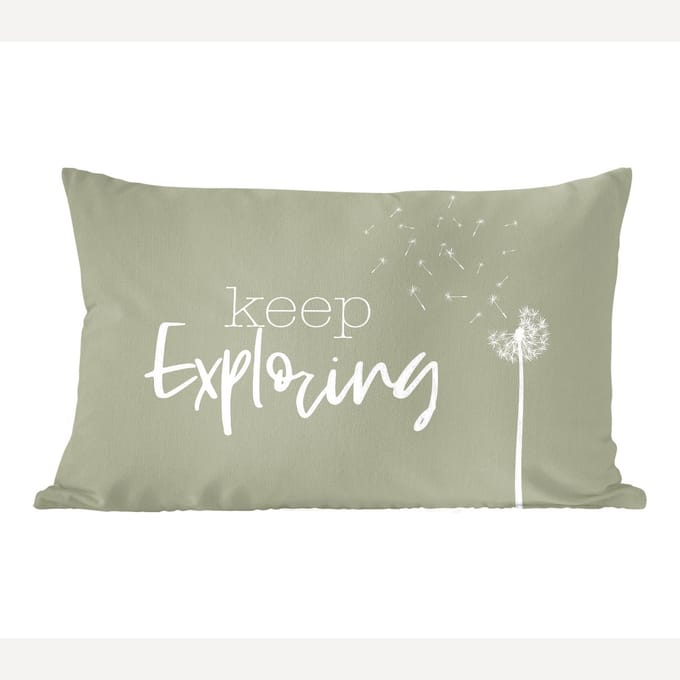 Sierkussens - Kussentjes Woonkamer - 50x30 cm - Spreuken - Quotes - Keep exploring - Reizen