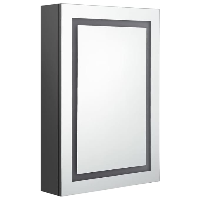 vidaXL - Badkamerkast - met - spiegel - en - LED - 50x13x70 - cm - grijs