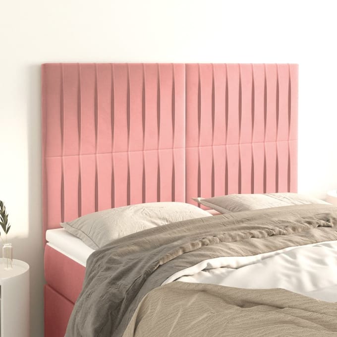 vidaXL - Hoofdbord - roze - 144x5x118/128 - cm - fluweel