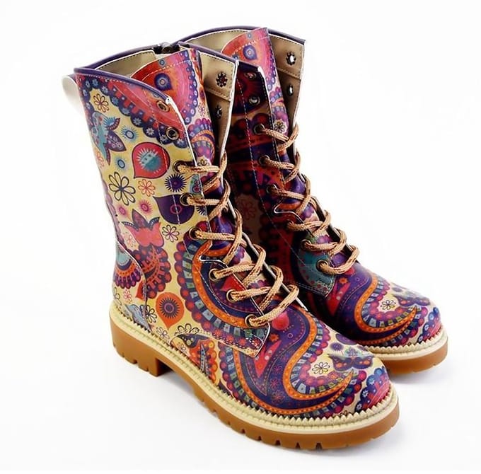 Goby Bohemian Vibes Dames Veterboots - Handgemaakt Vegan Leer - Maat 36
