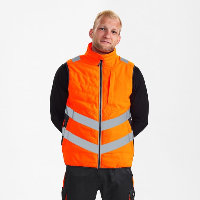 Engel Safety gewatteerd bodywarmer 5159-158 - Hi-vis Orange / Anthracite Grey - M