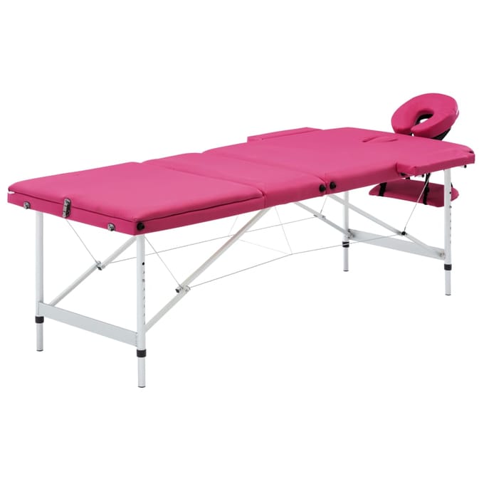 vidaXL - Massagetafel - inklapbaar - 3 - zones - aluminum - roze