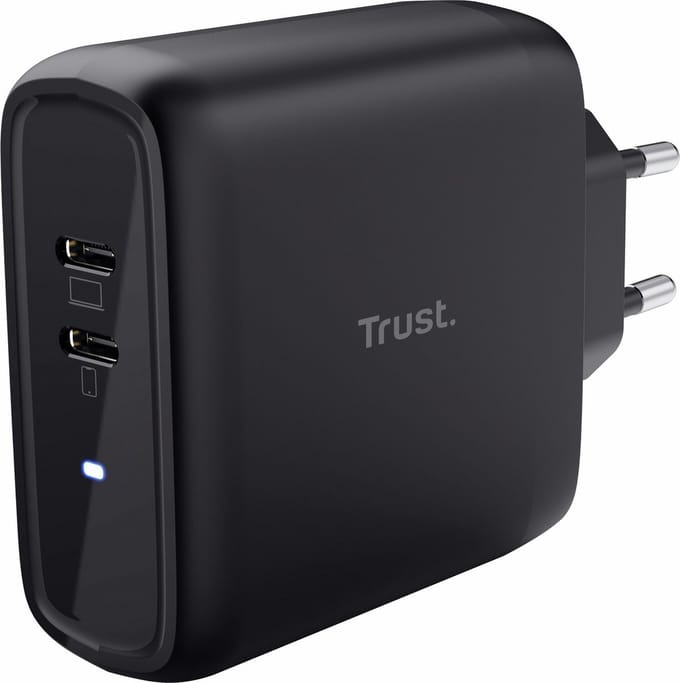 Trust Maxo - Oplader - 65W - Twee USB C poorten - Zwart