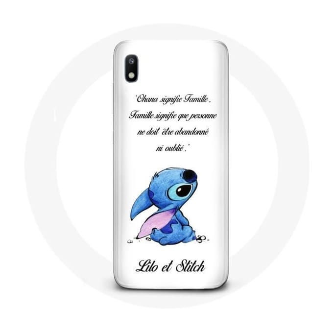 Coque - Lilo et Stitch - Galaxy A10 - Souple - Blanc - Ohana Citation blanc