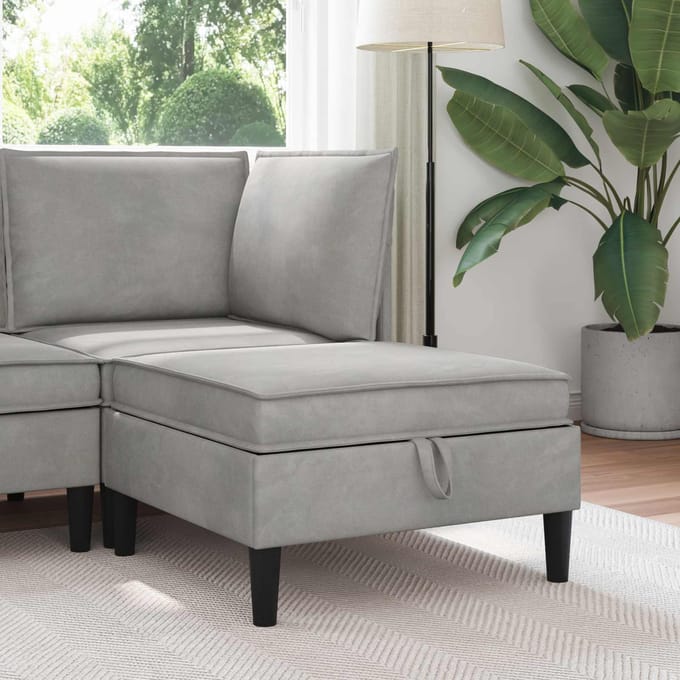 vidaXL - Sofa - Kruk - met - Opbergruimte - Lichtgrijs - Fluweel