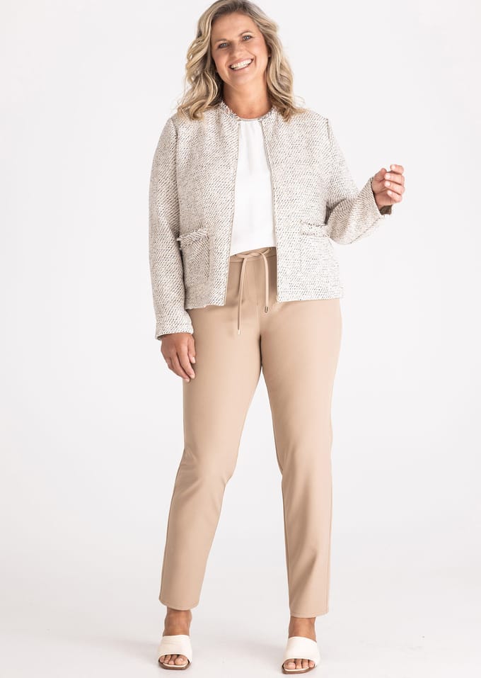 Blazerjasje met ritssluiting - gebroken wit / beige - Gr. 48 van Goldner Fashion