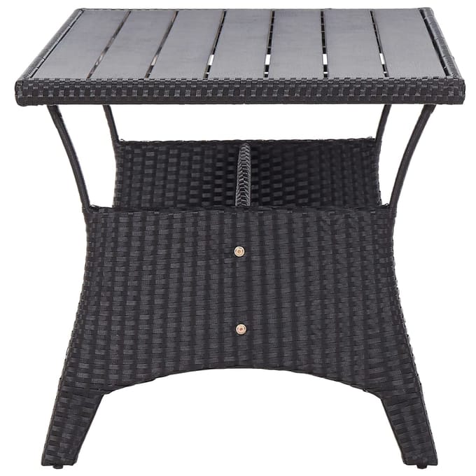 vidaXL - Tuintafel - 120x70x66 - cm - poly - rattan - zwart