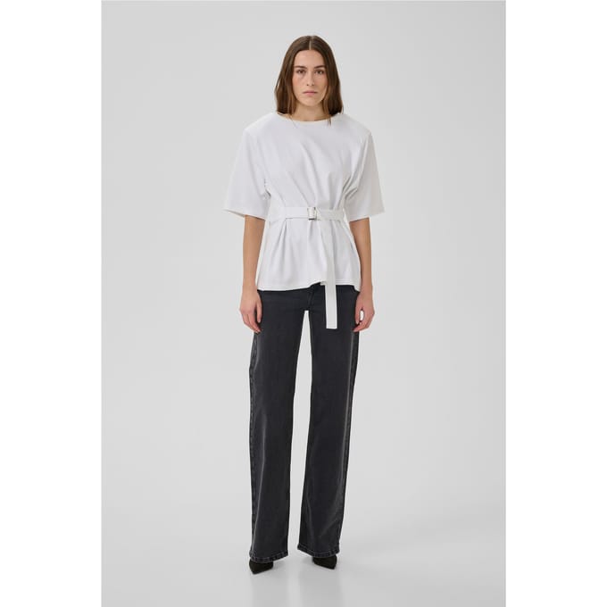 My Essential Wardrobe Mwapir Belt Tee Tops & T-shirts Dames - Shirt - Wit - Maat M