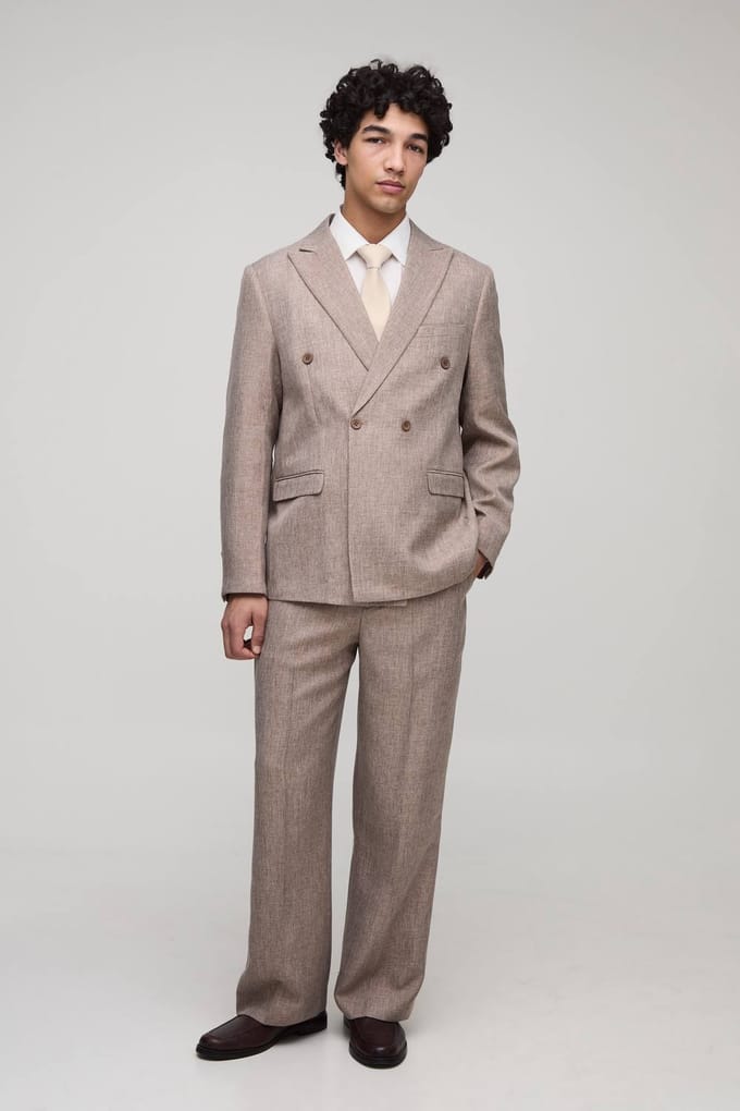 Oversized Double Breasted Suit Blazer | Brown | Size Large