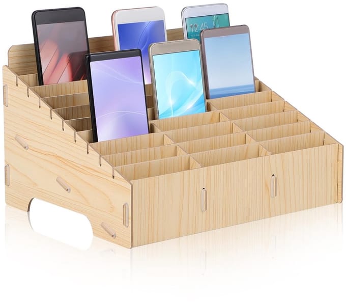 Dailygoods - Houten Telefoonopbergdoos met 30 Roosters