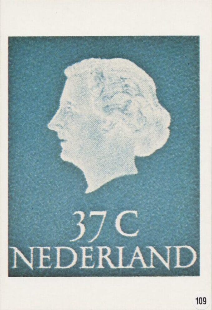 Briefkaart met afbeelding koningin Juliana postzegel