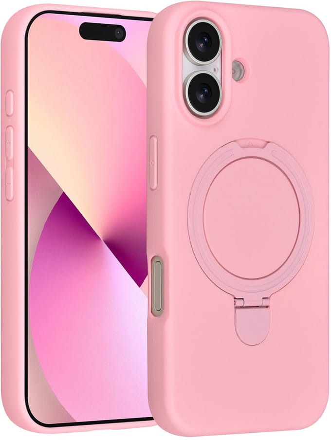 TUNIQ telefoonhoesje voor Apple iPhone 16 - MagSafe met ringstand - Roze