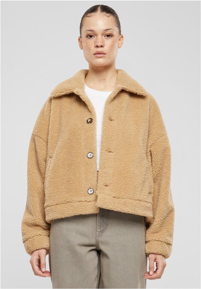 Urban Classics - Short Sherpa Button Jacket - XXL - Beige