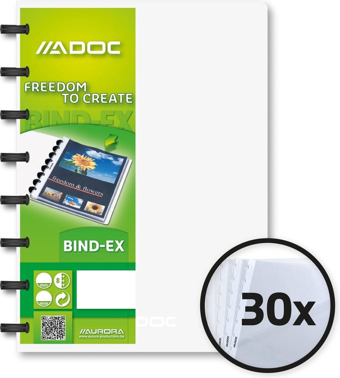 Adoc Showmap Bind-Ex Standaard A5 30 hoezen Transparant pak van 10