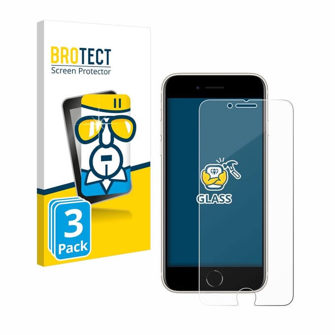 BROTECT - Glas Screenprotector voor Apple iPhone SE 3 2022 - Gehard Beschermglas 9H 3 Stuks