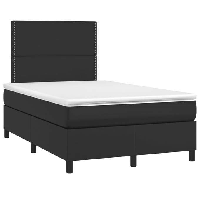 vidaXL - Boxspring - met - matras - en - LED - kunstleer - zwart - 120x200 - cm