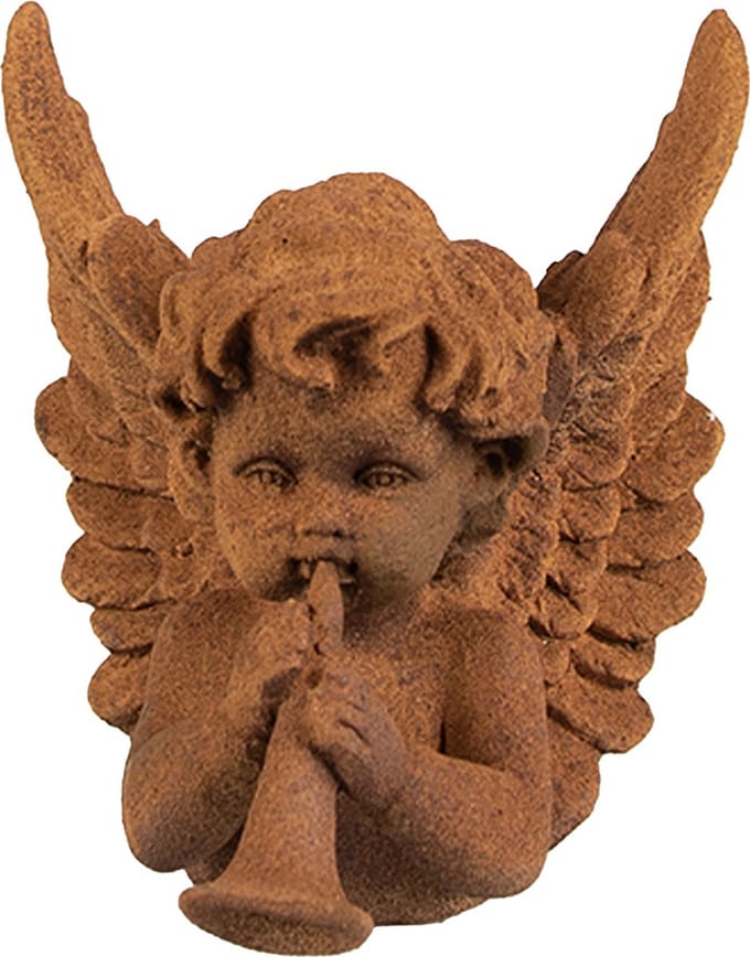 Clayre & Eef Decoratie Beeld Engel 12 cm Bruin Polyresin