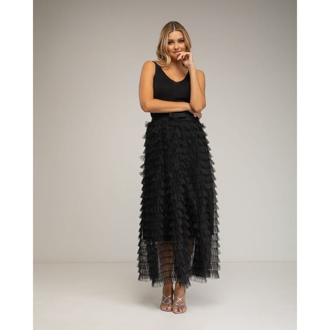 Lange rok met tule ruffles