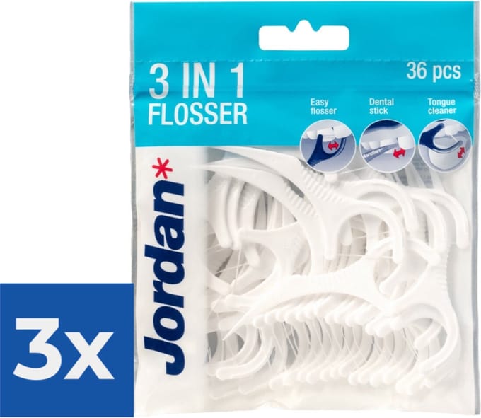 Jordan 3 in 1 - 36 st - Flosser - Voordeelverpakking 3 stuks
