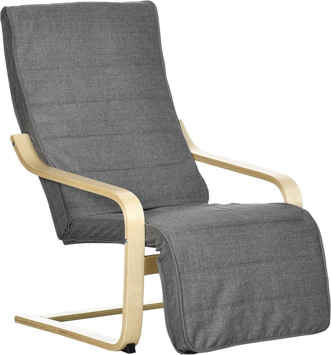HOMCOM Accentstoel Polyester, Berkenhout 66,5L x 94B x 100H cm Grijs