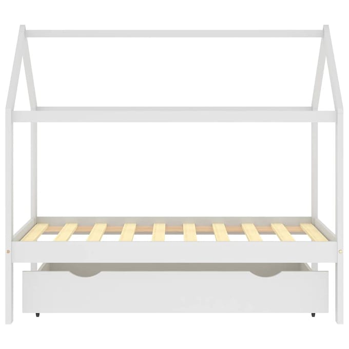 vidaXL - Kinderbedframe - met - lade - massief - grenenhout - wit - 80x160 - cm