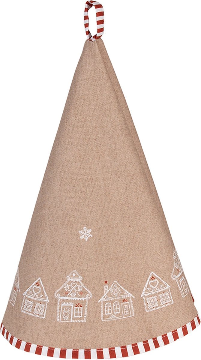 Clayre & Eef Theedoek Ø 80 cm Bruin Katoen Gingerbread house