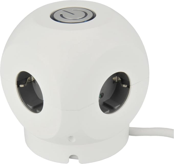 Mini Cube 4 Schuko stopcontacten met USB, 1,5 m, meerkleurig
