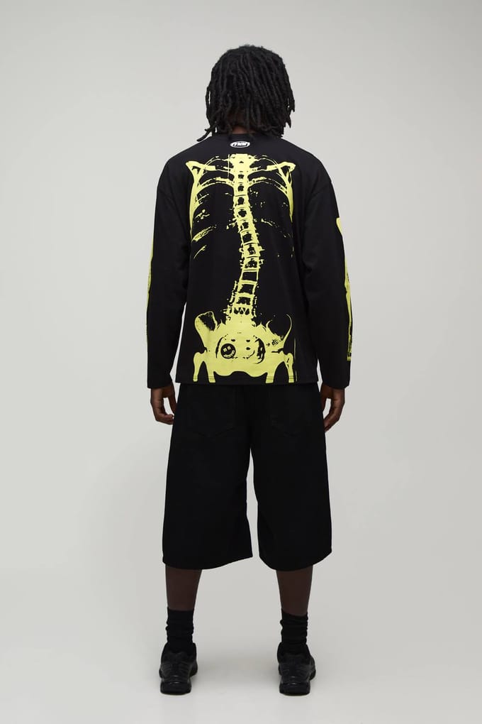 Afterlight Glow In The Dark Printed Long Sleeve T-Shirt | Black | Size Medium