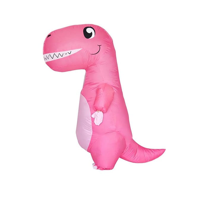 Roze grappig draak opblaasbaar kostuum, voor volwassenen 150-190cm roze