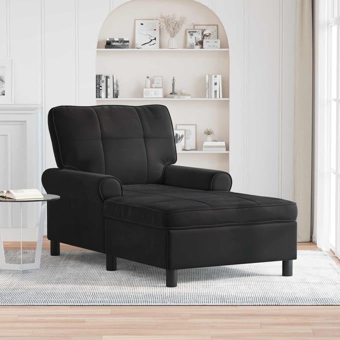 vidaXL - Chaise - Lounge - Zwart - Fluweel - 91 - x - 157 - x - 91 - cm
