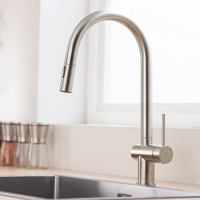 Cecipa Max Uittrekbare Keukenkraan - Horizontaal Paraplu-ontwerp - 304 RVS Gebürstet - 2 Straalstanden - 40% Waterbesparing