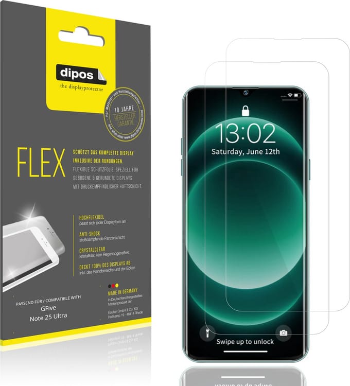 dipos – 2x Beschermfolie geschikt voor GFive Note 25 Ultra | 3D Full Cover Screenprotector | 100% Passend