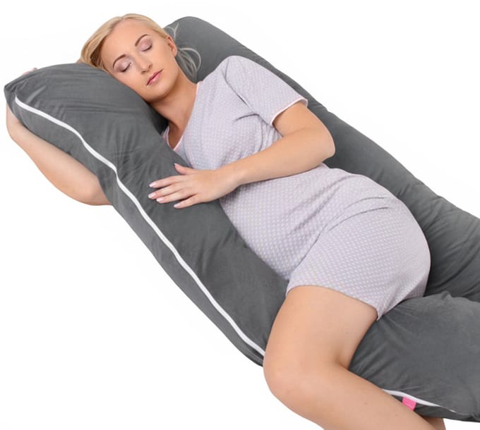 BabyUniverse - Zwangerschapskussen Type U - Welur - Ciemny Szary