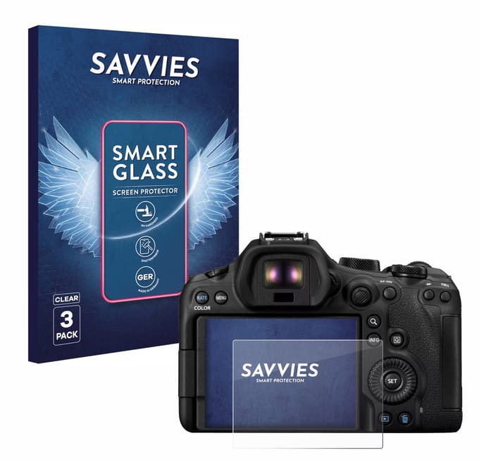 3 Stuks Savvies Screenprotector - geschikt voor Canon EOS R6 Mark III - beschermfolie glas transparant