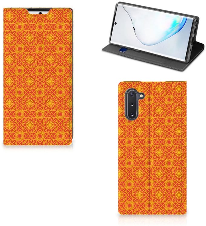 Samsung Galaxy Note 10 Hoesje met Magneet Batik Oranje