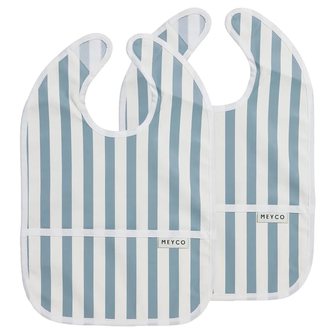 Meyco Baby Fat Stripe Slab Met Opvangbakje - 2-pack - Jeans Blue