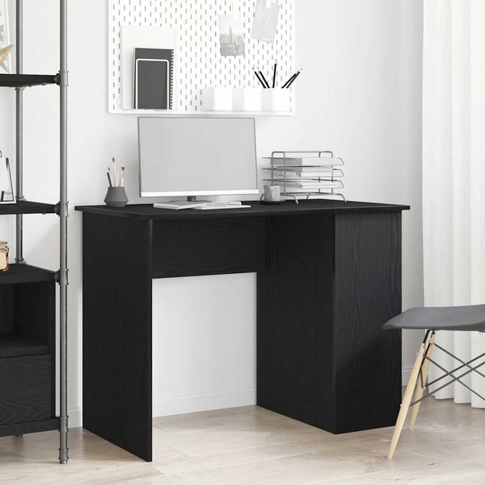 vidaXL - Bureau - Zwart - Eiken - 100x55x75 - cm - Bewerkt - Hout