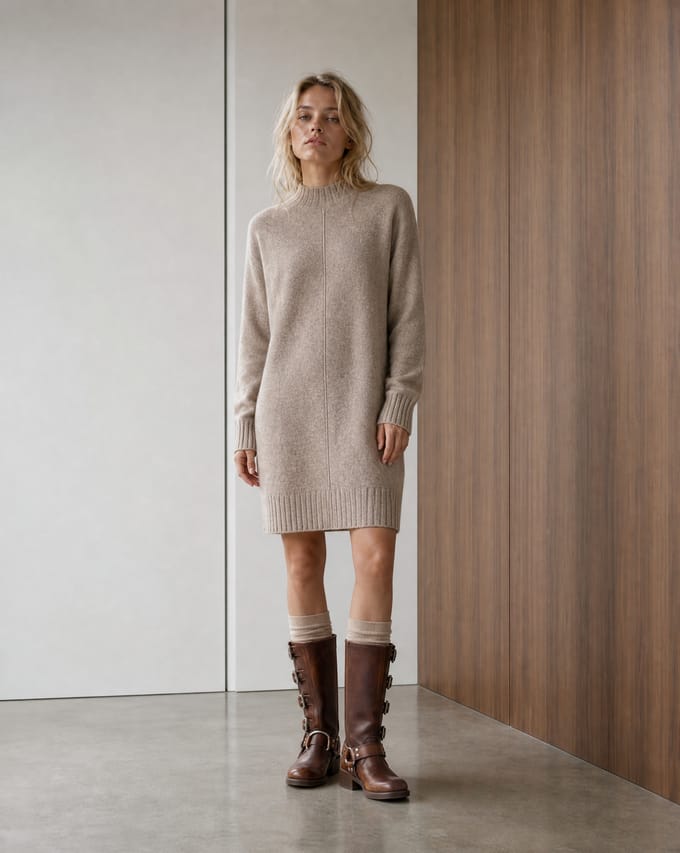 Long pullover viscose blend 2068 | Light Brown - Light Brown / S
