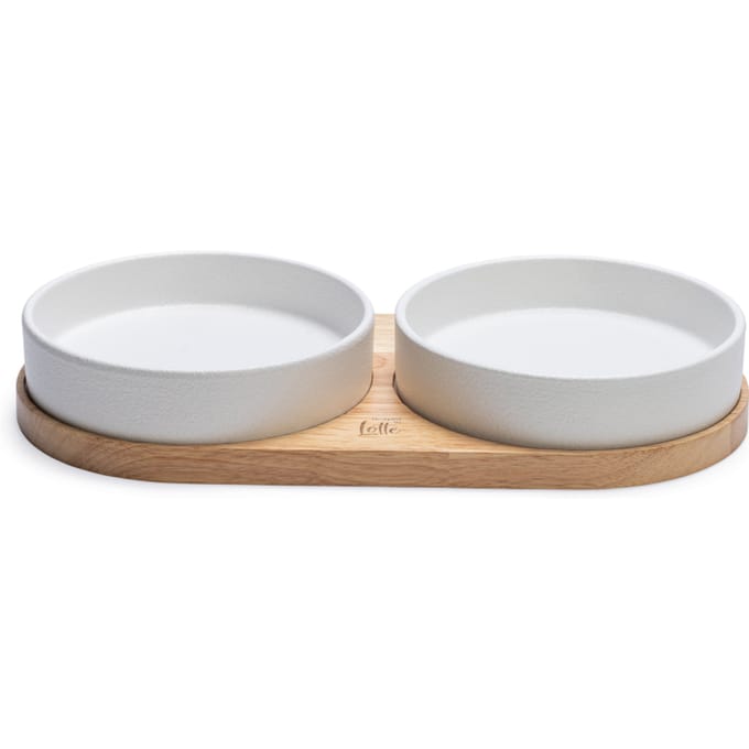 Designed by Lotte Dinerset Lojs - Voerbak Kat - Drinkbak Kat - Keramiek - Wit - 2x 400 ml