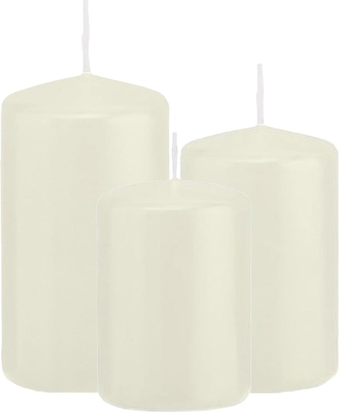 Trend Candles - Stompkaarsen set 3x stuks ivoor wit 8-10-12 cm