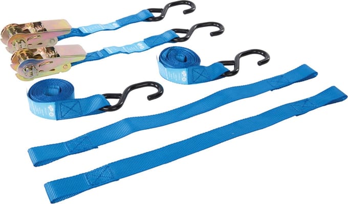 Silverline Motorfiets spanbanden set - 4-delig - 700 kg capaciteit - polyester - inclusief veiligheidslussen