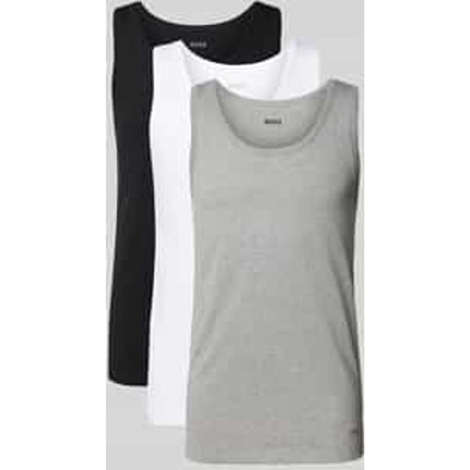 Tank top met labeldetail in een set van 3 model 'Modern'