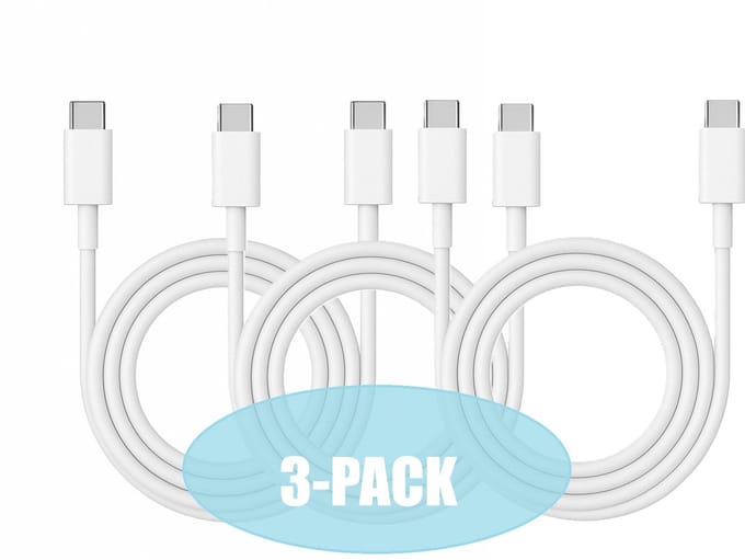 FuturiQ USB-C naar USB-C Kabel 2 Meter – 3-Pack – Snelladen 60W – Wit – Voor Smartphone, Laptop, iPad Pro en Meer