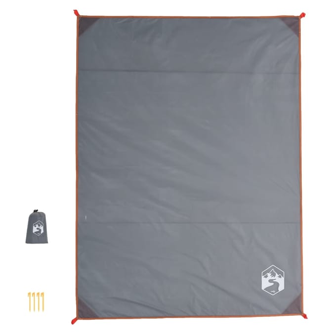 vidaXL - Picknickkleed - met - haringen - 205x155 - cm - grijs - en - oranje