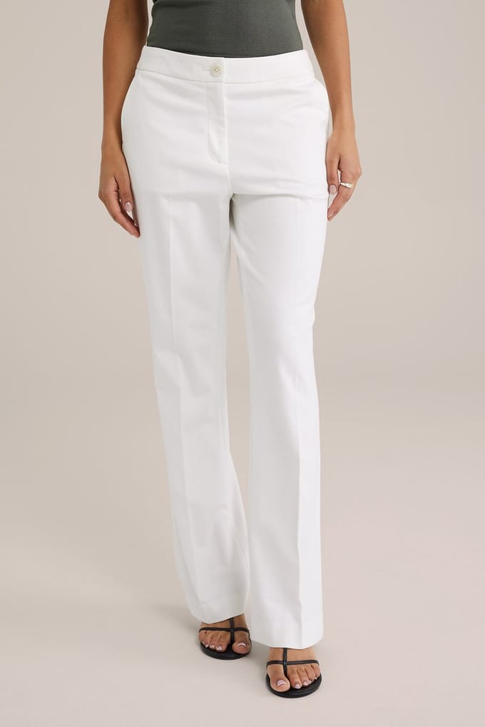 WE Fashion Dames Slim fit flared pantalon met stretch