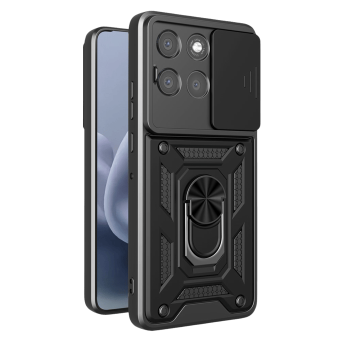 CaseBody Motorola Moto G67 / G77 Shield Case met Camera-schuif Zwart