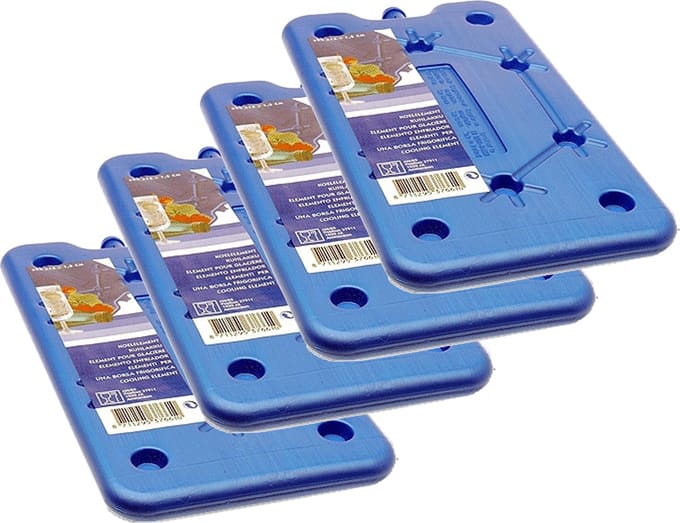 Koelelement - 4x - blauw - polyethyleen - 400 gram - L25 x B14 x H1,5 cm