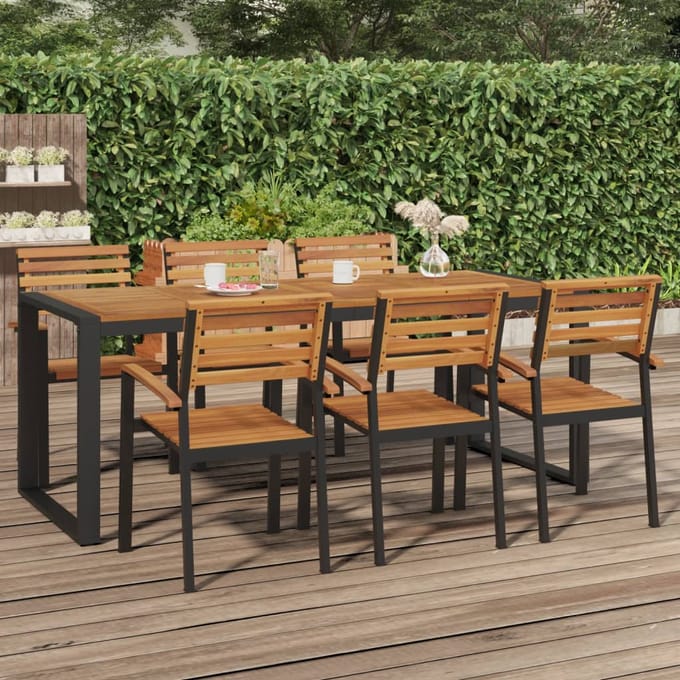vidaXL - Tuintafel - met - U-vormige - poten - 200x90x75 - cm - massief - acaciahout